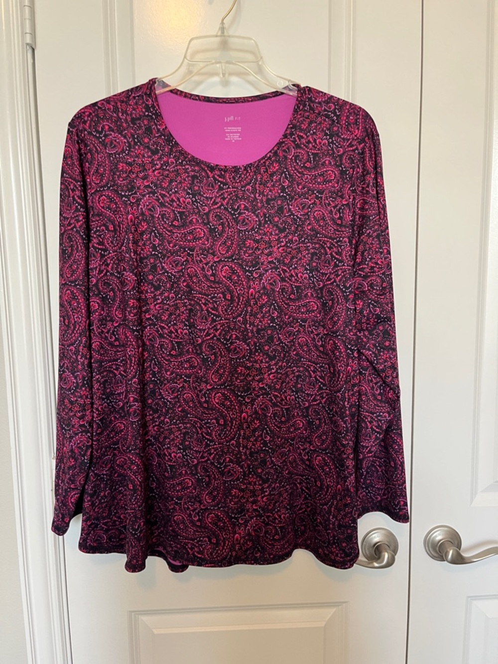J. Jill Pink Paisley-Print Long Sleeve Scoop Neck Top